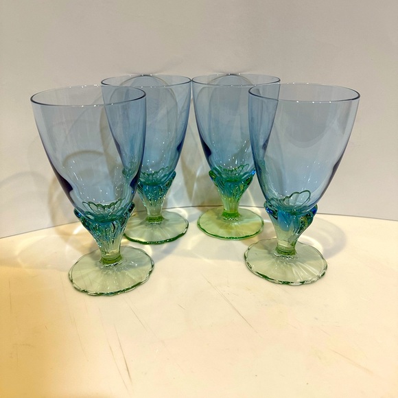 VTG BORMIOLI ROCCO BAHIA FOOTED GOBLET ITALY SET OF 4 5 5/8” JUICE WATER WINE DC - Picture 10 of 10